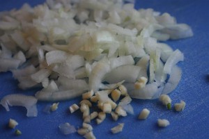 chopped onion and garlic
