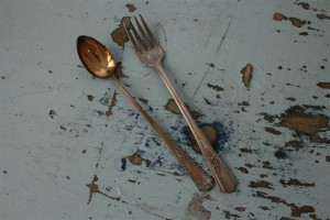 vintage silver fork and spoon
