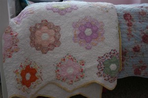 vintage grandmother's flower garden quilt