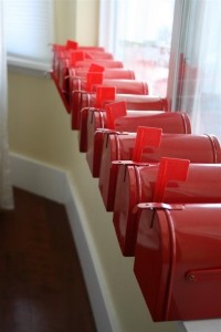 red mailboxes
