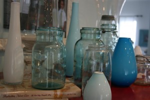 vintage blue jars