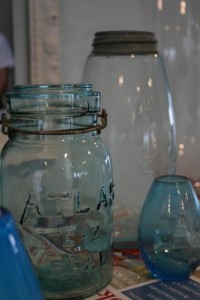 vintage blue atlas jar