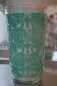 vintage aqua pattern on glass