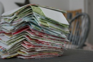 stack of cut quilting fabric