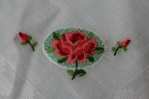 vintage handkerchief with embroidered rose