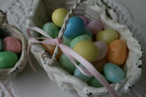 Easter basket with jellybeans