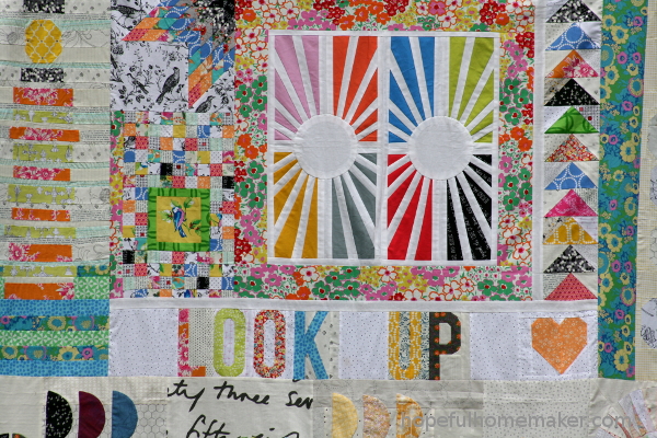 look up text added to traveling quilt about light