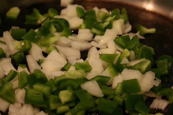 chopped onion and green pepper