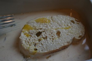 bread drenched in egg and milk