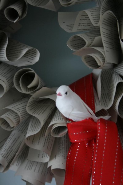 bird on book wreath