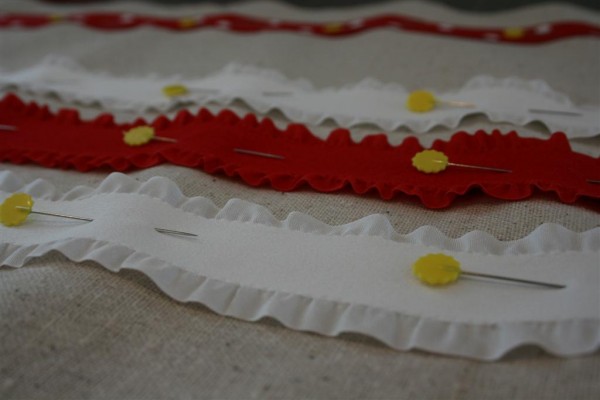 ribbon pinned to fabric 2
