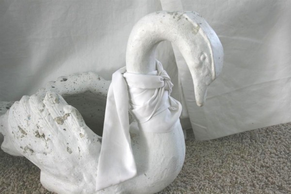 vintage cement swan planter