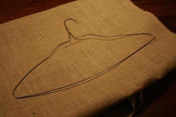 burlap and hanger