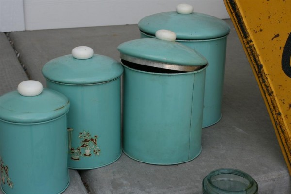 vintage blue canisters