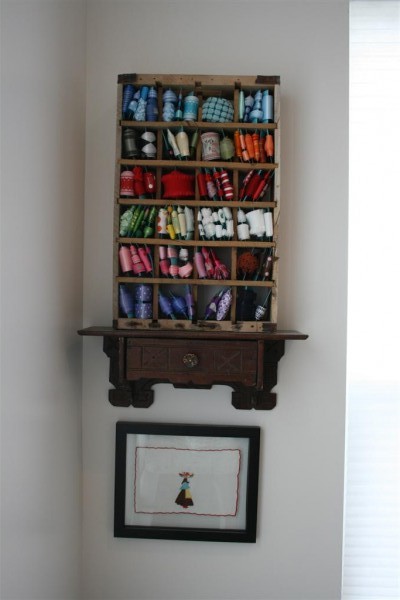 ribbon organizer on shelf