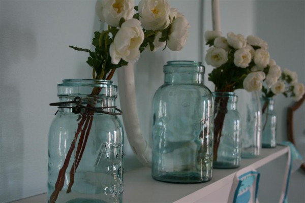 vintage blue glass canning jars