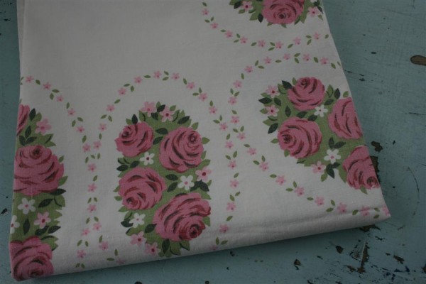 vintage pink flower tablecloth
