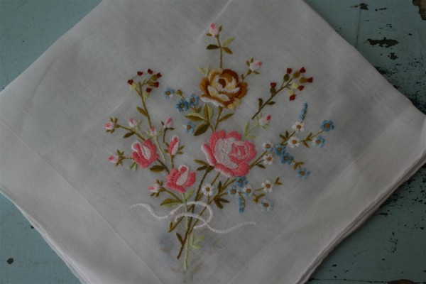 bouquet of flowers vintage hankie