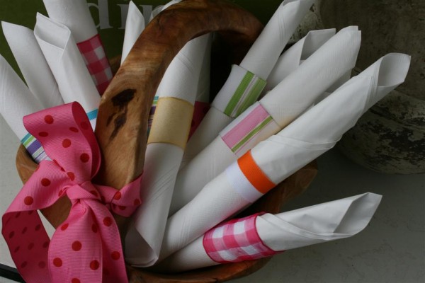 basket of ribbon napkin rings