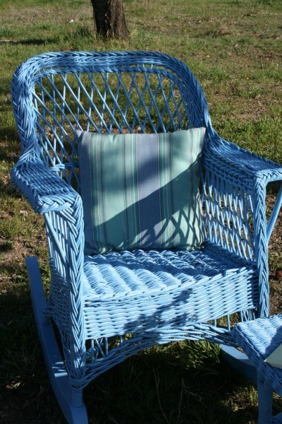 blue wicker rocker